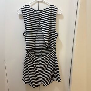 Adorable Black & White Open Back Striped Romper